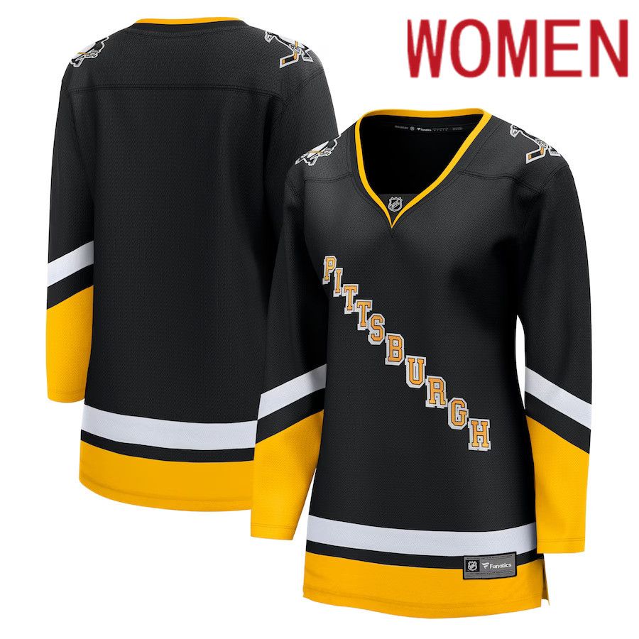 Women Pittsburgh Penguins Fanatics Branded Black Alternate Premier Breakaway NHL Jersey->women nhl jersey->Women Jersey